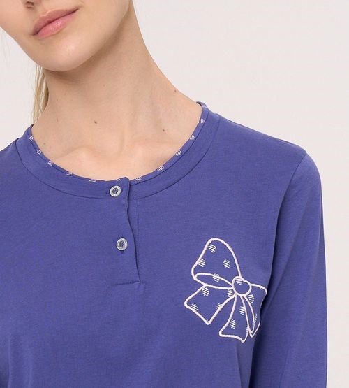 Pigiama donna manica lunga serafino con pantalone lungo