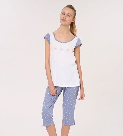 Pigiama donna spalla larga girocollo pantalone pescatora