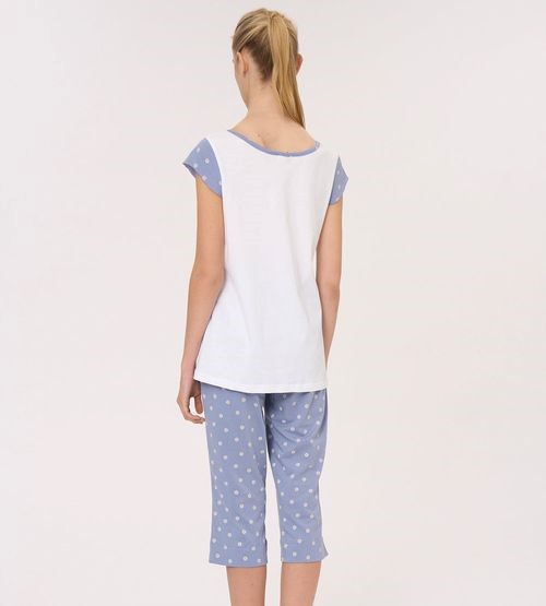 Pigiama donna spalla larga girocollo pantalone pescatora