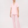 Pigiama donna aperto manica corta con pantalone lungo