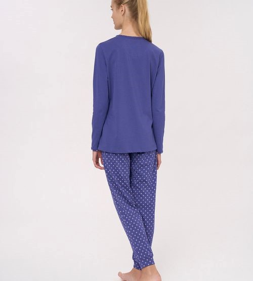 Pigiama donna manica lunga serafino con pantalone lungo