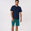 Pigiama uomo cotone jersey manica corta serafino con bermuda