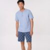 Pigiama uomo cotone jersey manica corta serafino con bermuda