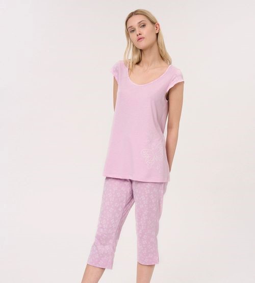 Pigiama donna spalla larga girocollo pantalone pescatora
