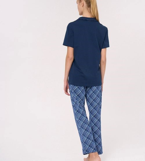 Pigiama donna aperto manica corta con pantalone lungo