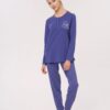 Pigiama donna manica lunga serafino con pantalone lungo