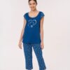 Pigiama donna spalla larga girocollo pantalone pescatora