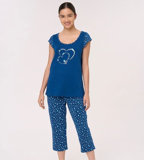Pigiama donna spalla larga girocollo pantalone pescatora