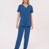 Pigiama donna aperto manica corta con pantalone lungo