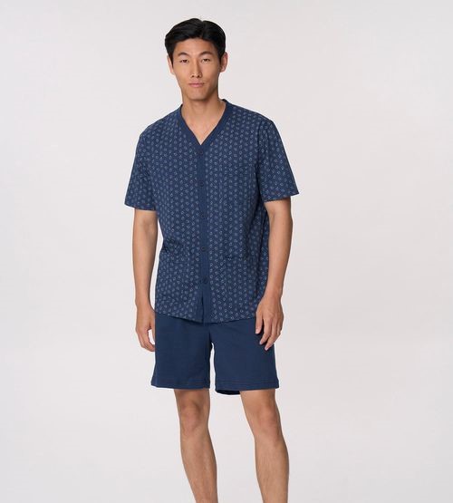 Pigiama uomo aperto manica corta pantalone corto jersey