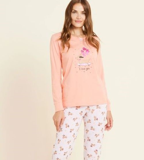Pigiama donna manica lunga pant.lungo cotone