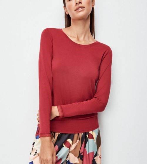 Gisela - maglia girocollo donna manica lunga in viscosa