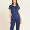 Pigiama donna manica corta pant. lungo modal e pizzo